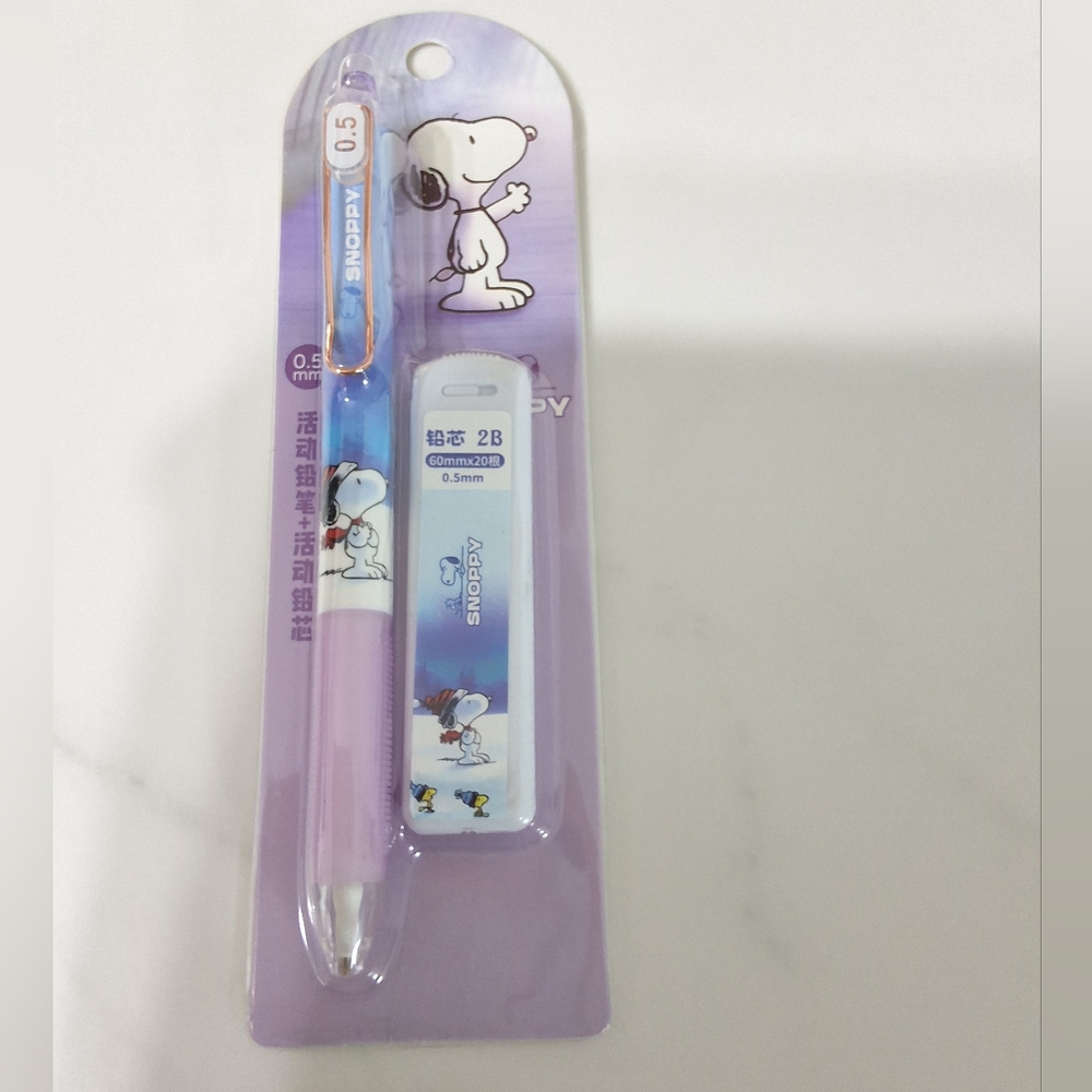 Snoopy Purple Mechanical Pencil and Lead Refills, NEW, 0.5 MM